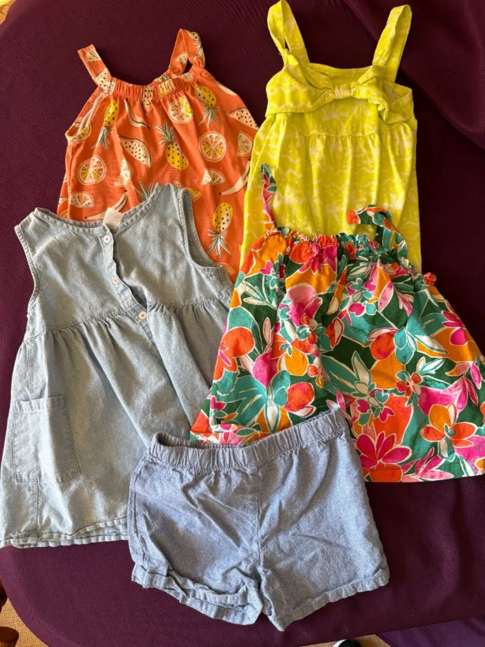 Carter's Girls Summer Clothing Bundle Size 6 6X Shorts Tanks Tropical 6 Pieces